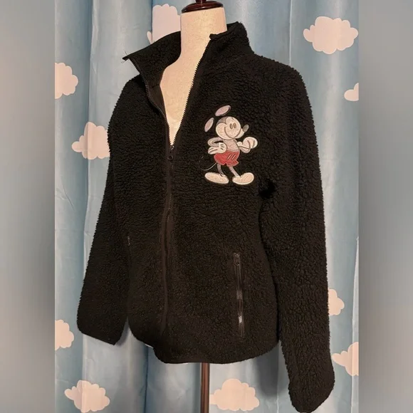 Mickey Mouse fleece cardigan zip jacket with Mickey embroidery patch. L - Picture 2 of 6